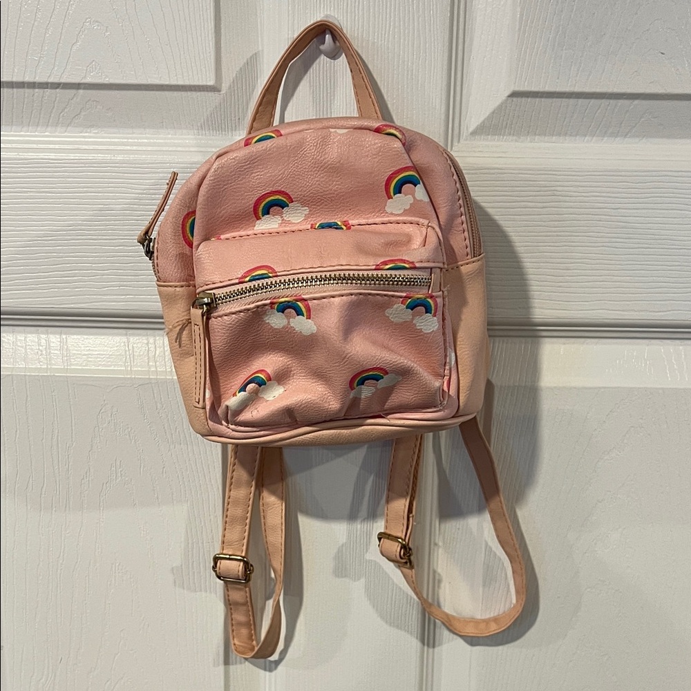 Pink Mini Backpack with Rainbow Design - Picture 4 of 10
